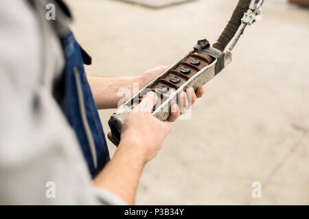 Remote control of overhead crane Stock Photo