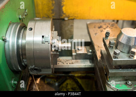 Processing detail on milling lathe Stock Photo