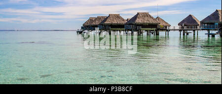 Overwater bungalows in Moorea, French Polynesia Stock Photo