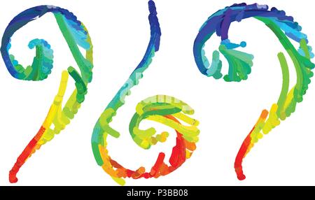 Rainbow paint on the paper, grunge background vector. Ink splatter, blots, spot elements. Watercolor paint splashes pattern, fluid stains spots backgr Stock Vector