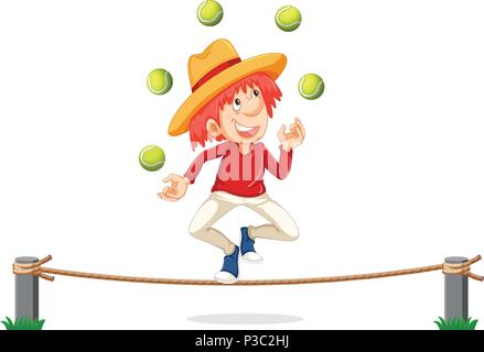 A Man Juggling on Rope illustration Stock Vector