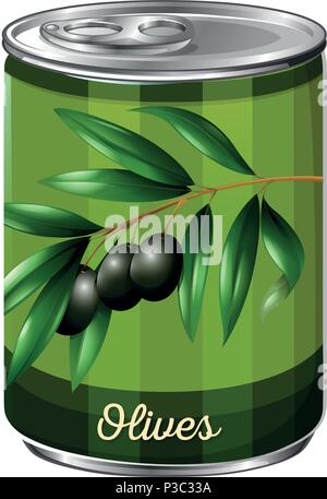 A Can of Black Olive illustration Stock Vector