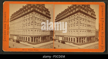 . Palmer House. Alternate Title: Chicago and vicinity. New series, 1871. 7 .  Created: 1871.  Coverage: 1871. Source Imprint: 1865?-1925?. Digital item published 3-9-2006; updated 2-12-2009. 228 Palmer House, by Lovejoy &amp; Foster 2 Stock Photo