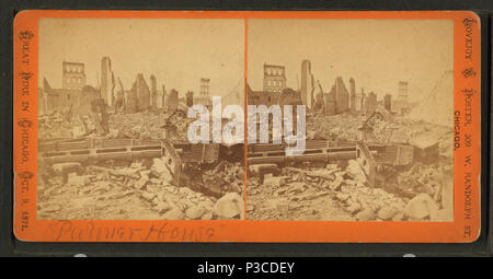 . Palmer House. Alternate Title: Great fire in Chicago, Oct. 9, 1871.  Coverage: 1871. Source Imprint: Chicago, Ill. : Lovejoy & Foster, 1871.. Digital item published 6-15-2005; updated 2-12-2009. 228 Palmer House, by Lovejoy &amp; Foster 4 Stock Photo