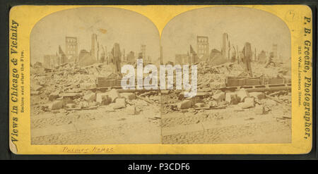 . Palmer House. Alternate Title: Views in Chicago & vicinity before and after the fire.  Coverage: 1871. Source Imprint: Chicago, Ill. ; P.B. Greene, 1871.. Digital item published 6-16-2005; updated 2-12-2009. 228 Palmer House, by P. B. Greene Stock Photo