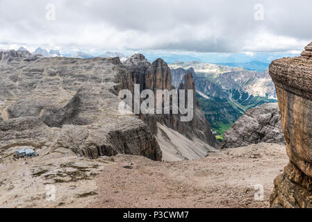 Hiking in the dolomites of Italy - Piz Boe Stock Photo