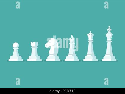 Chess piece vector icons set. king queen bishop knight rook pawn Stock Vector