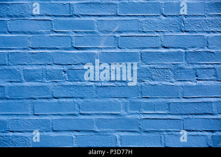 Brick wall painted blue in Warrenton Virginia, Stock Photo