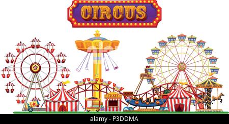 A Circus Fun Fair on White Background illustration Stock Vector