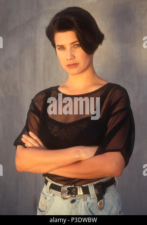Actress Daphne Zuniga poses on the press line at the premiere for the