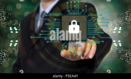 Businessman on blurred background using 5G network Stock Photo