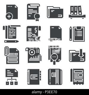 Vector document vector icons set on white background Stock Vector