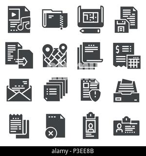Vector document vector icons set on white background Stock Vector