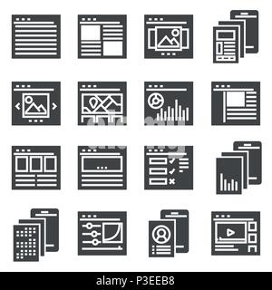 Vector web site page templates interface collection icon on white background Stock Vector