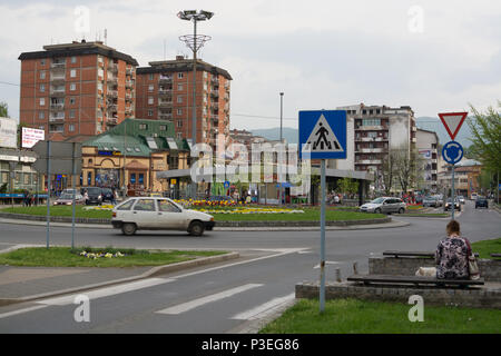 Vuk Karadzic Square in Loznica, town in west Serbia Stock Photo