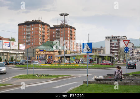 Vuk Karadzic Square in Loznica, town in west Serbia Stock Photo