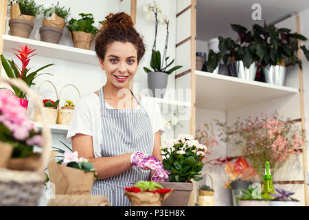 Nice young woman working Stock Photo