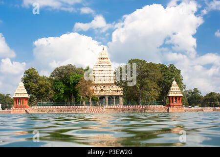 Mariamman Teppakkulam tank with Meenakshi Temple is site of Teppam (float) festival , Madurai, Tamil Nadu, India Stock Photo