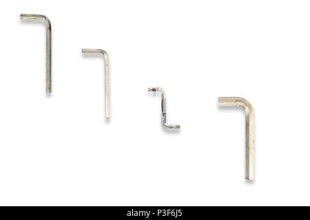 set of four different allen wrenches, isolated on white Stock Photo