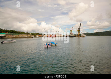 Port Blair Port and Haddo Wharf as seen from Chatham Saw mill, South Port Blair Stock Photo
