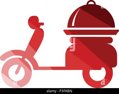 Delivering motorcycle icon. Flat color design. Vector illustration. Stock Vector