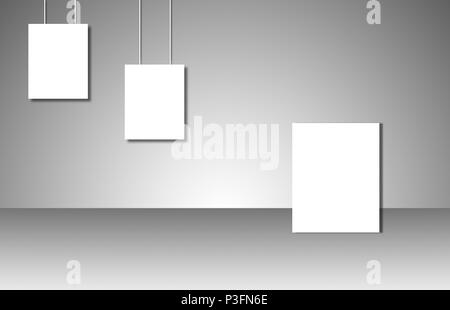 Blank flyer poster on grey to replace your design. Copy space. Pattern Stock Photo