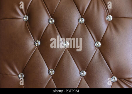Vintage brown leather texture sofa background. Stock Photo