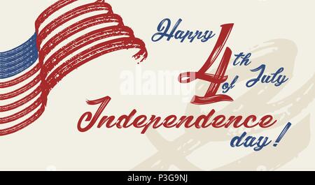 Happy 4th of July - Independence Day of United States of America greeting card design vector illustration. Stock Vector