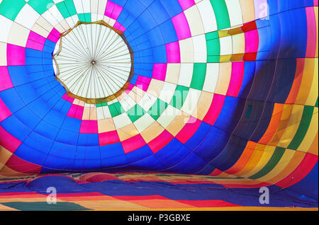 Bright abstract multicolored background, hot air balloon view from inside Stock Photo