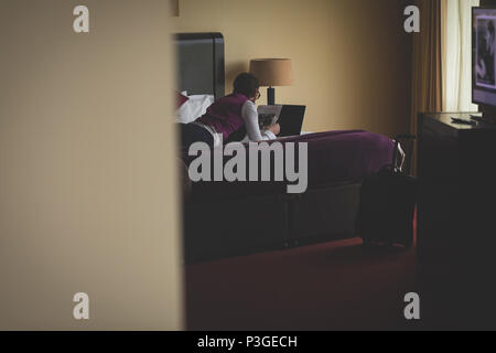 Businessman reading newspaper Stock Photo