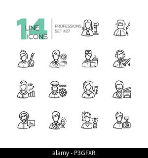 Professions - set of line design style icons Stock Vector