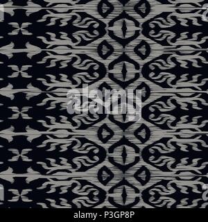 Vector seamless ikat pattern black and grey Stock Vector