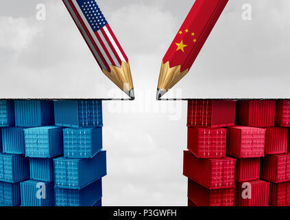 The US and China trade and tariffs agreement concept. Cargo containers ...