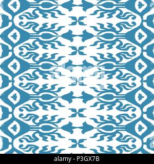 Vector seamless ikat pattern blue and yellow Stock Vector Image & Art ...