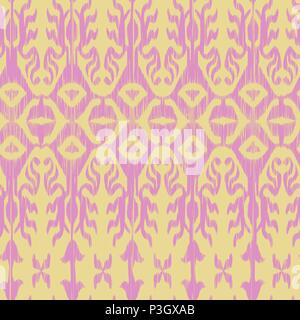 Vector seamless ikat pattern pink Stock Vector