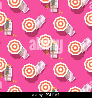 Beach top view seamless vector pattern. Stock Vector
