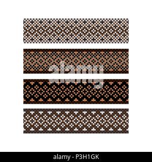 Beaded border design pattern brown color stripes. Stock Vector