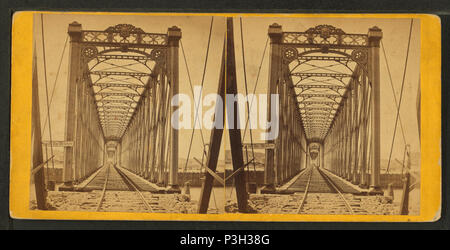 365 View of the iron bridge spanning the Mississippi bet. Dubuque and Duluth, by Root, Samuel, 1819-1889 Stock Photo