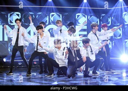 Seoul, Korea. 18th June, 2018. Wanna One record Arirang¡¯s music show Simply K-Pop in Seoul, Korea on 18th June, 2018.(China and Korea Rights Out) Credit: TopPhoto/Alamy Live News Stock Photo