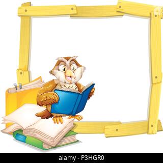 An Owl Reading Book Template illustration Stock Vector