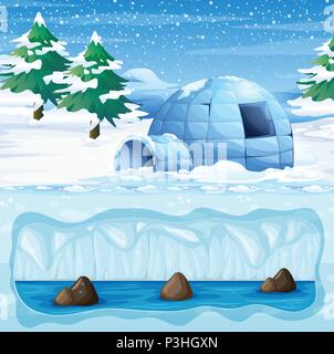 Igloo in the Cold North Pole illustration Stock Vector
