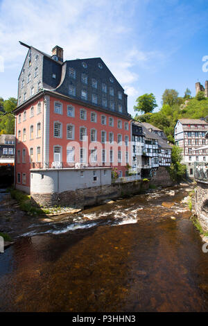 Germany, Eifel region, the city of Monschau, the Red House in the historic town at the river Rur, the large mansion was probably built between 1752 an Stock Photo