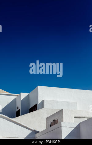 Abstract fragment of white architecture house in Lanzarote. Traditional building exterior. background Stock Photo