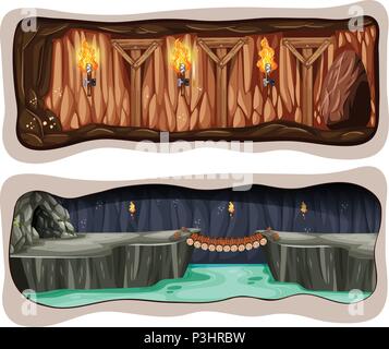 A Set fo Underground Mine illustration Stock Vector