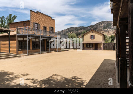 Historic wild west movie set buildings owned by US National Park Service in the Santa Monica Mountains National Recreation Area. Stock Photo