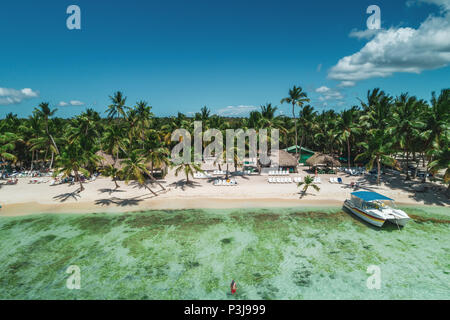 Aerial view of tropical island beach, Dominican Republic Stock Photo