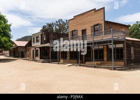Historic movie set street owned by US National Park Service in the Santa Monica Mountains National Recreation Area. Stock Photo