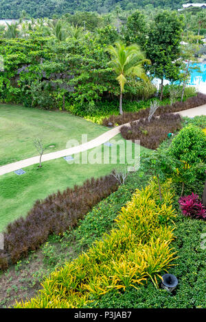 The lush grounds of the Shangri La Rasa Ria Hotel and Resort in Kota Kinabalu, Borneo Stock Photo