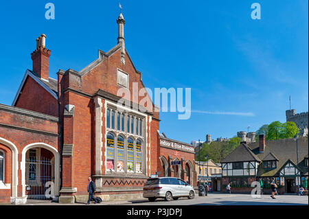 Historic building of Windsor & Eton Riverside Station, the railway terminus located on Farm Yard Street with proximity of Windsor Castle, England, UK Stock Photo