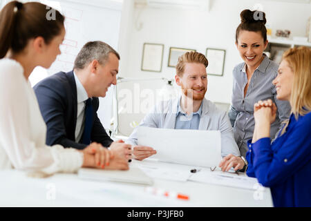 Succeful business partners brainstormin Stock Photo